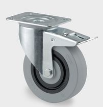 چرخ کالسکۀ گردان با لاستیک جامد | فولاد پرس شده | پلی آمید | لاستیک 